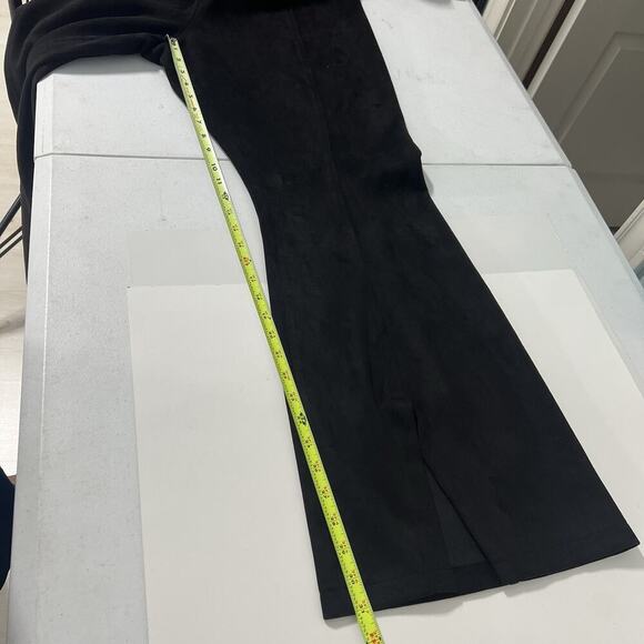 Free People We the Free Black Real Deal Slit Hem Flare Pant 33 Faux Suede HR - Picture 12 of 13
